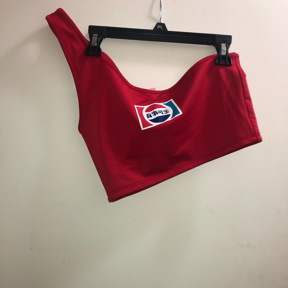 Pepsi Red One-Shoulder Crop Top